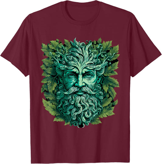 Traditional Pagan Celtic Greenman T-Shirt - T-Shirt | Maroon