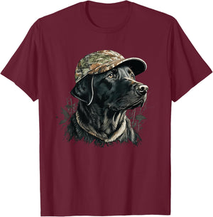 Labrador Duck Hunting Partner Camo Hat Waterfowl Hunter Dog Men Women T-Shirt - T-Shirt | Maroon