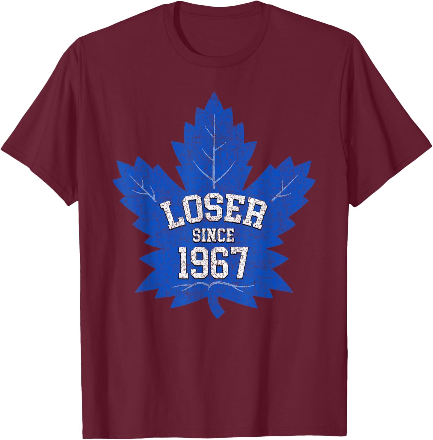 Loser Since 1967 Maple Tree Leaves Blue T-Shirt - T-Shirt | Maroon