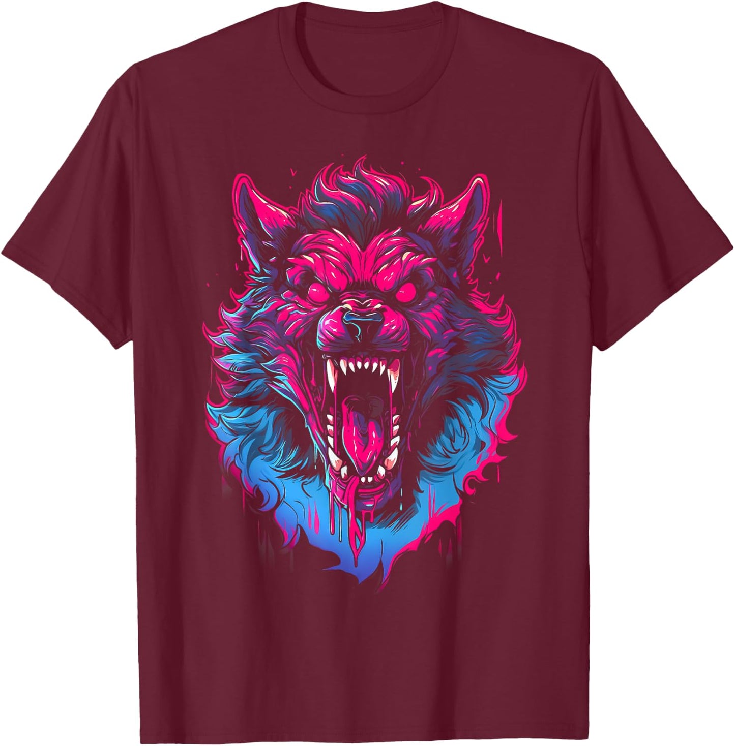 Horror Werewolf Head Halloween Mythology Wolf Shifter Lycan T-Shirt - T-Shirt | Maroon