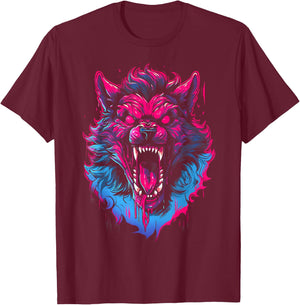 Horror Werewolf Head Halloween Mythology Wolf Shifter Lycan T-Shirt - T-Shirt | Maroon