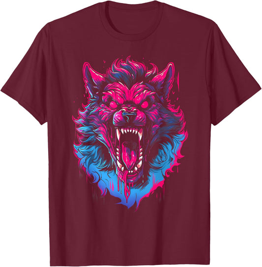 Horror Werewolf Head Halloween Mythology Wolf Shifter Lycan T-Shirt - T-Shirt | Maroon