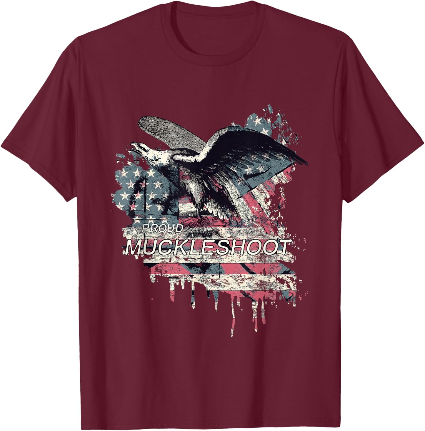Muckleshoot American Indian Tribe Old theme USA Flag Eagle T-Shirt - T-Shirt | Maroon
