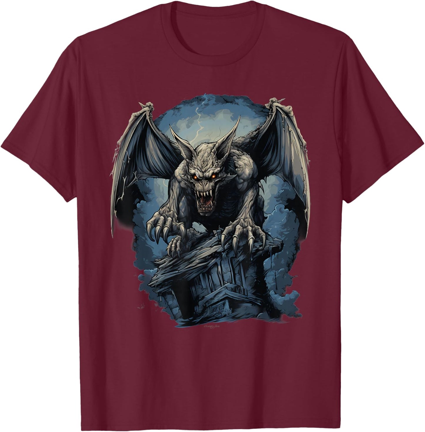 Retro Style Gargoyle T-Shirt - T-Shirt | Maroon