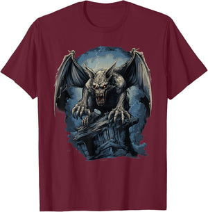 Retro Style Gargoyle T-Shirt - T-Shirt | Maroon