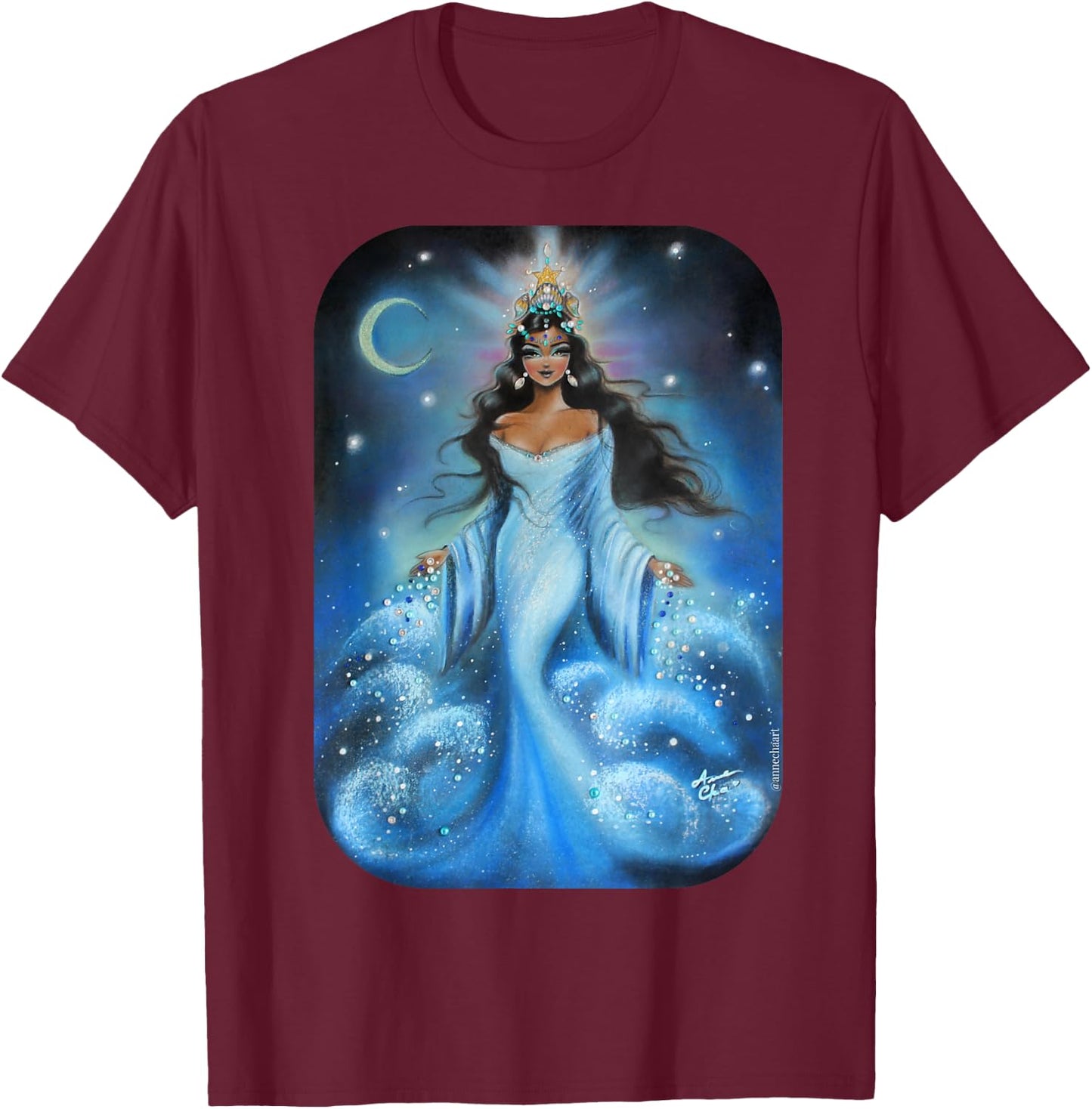 IEMANJA Goddess of Sea Yemaya, Orisha, Umbanda, Ocean Queen T-Shirt - T-Shirt | Maroon