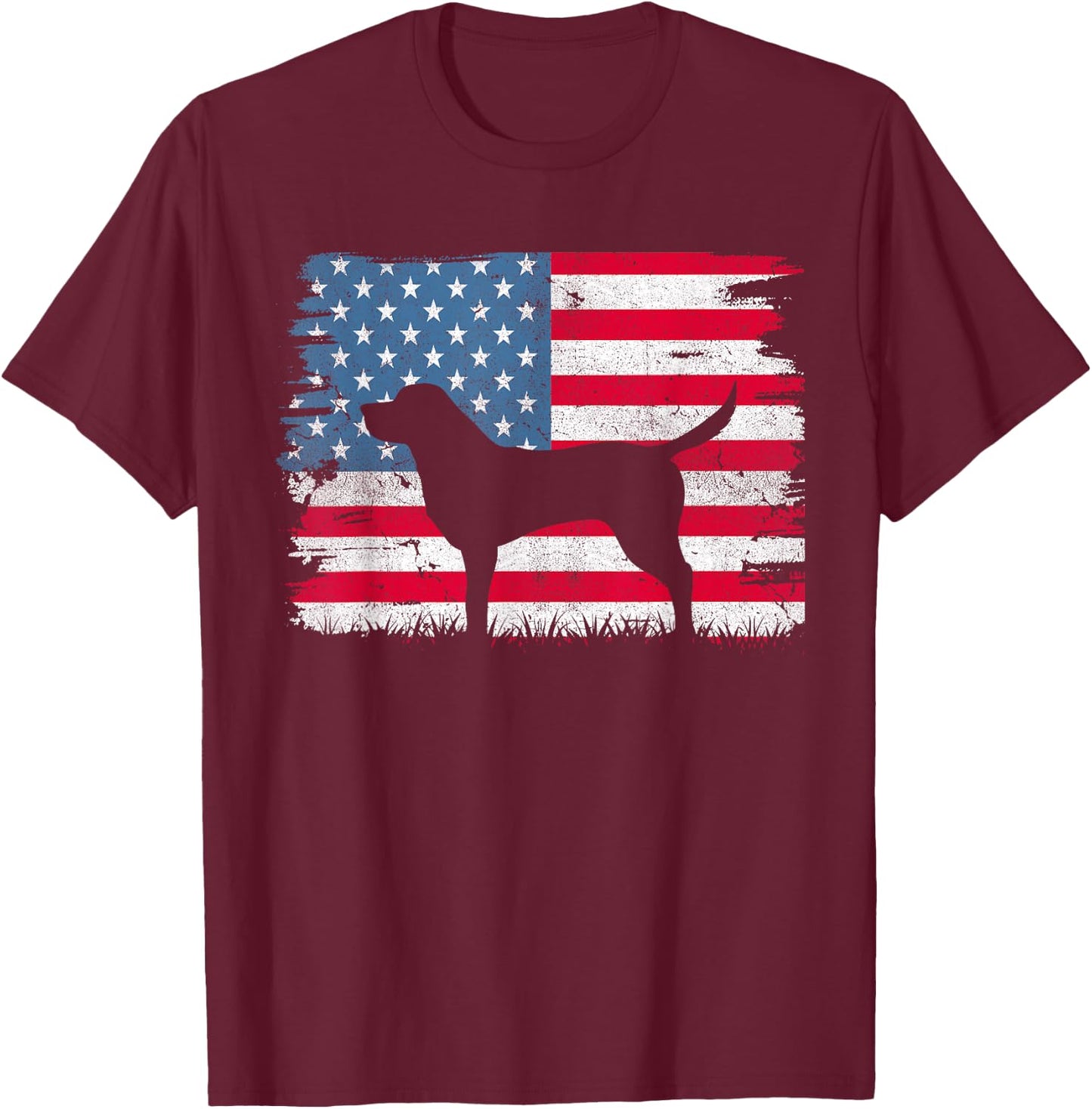 Black Labrador American Flag USA 4th of July Men Women Kids T-Shirt - T-Shirt | Maroon