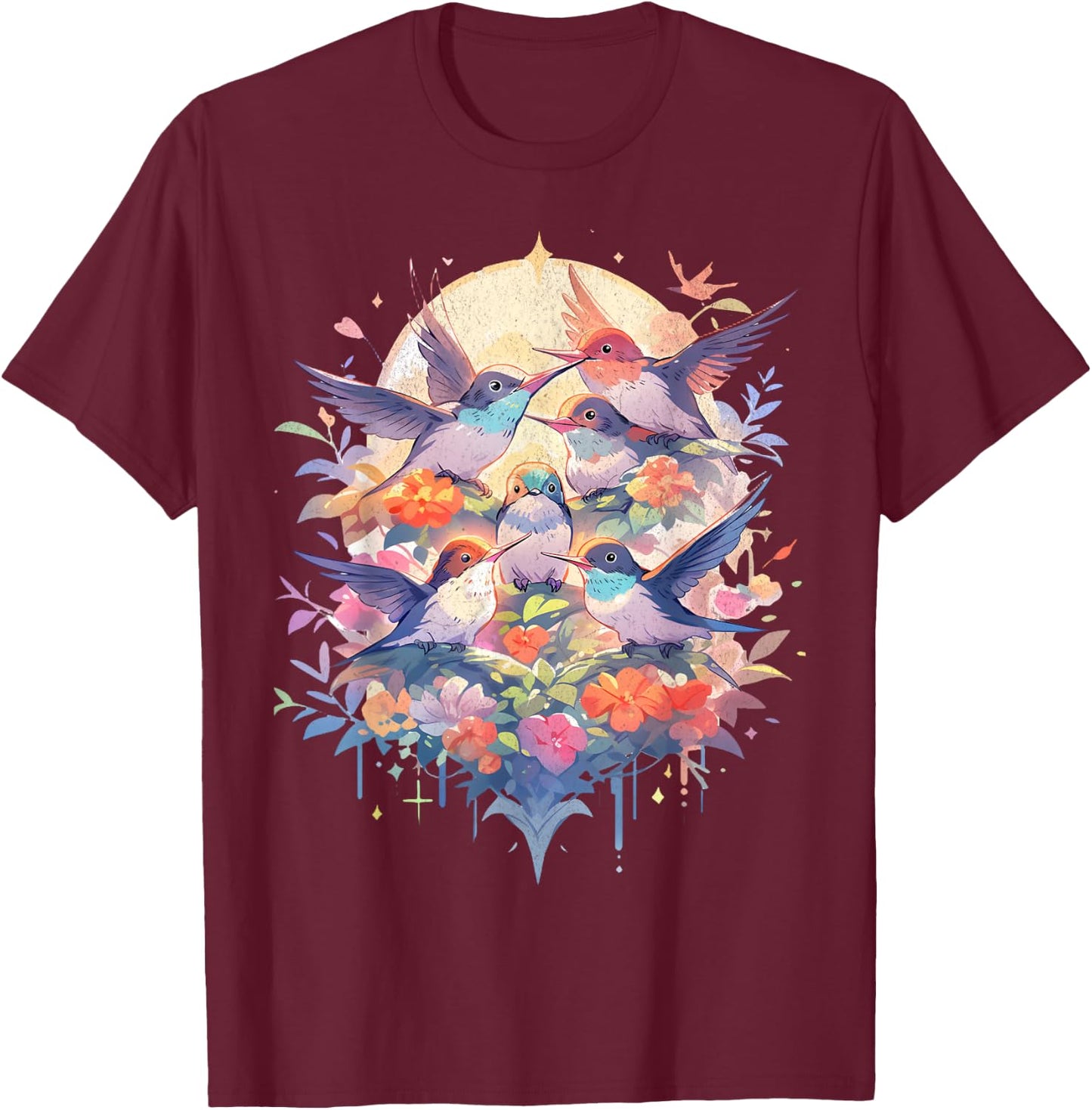Beautiful Hummingbirds Bird Watching Earth Day Nature Lovers T-Shirt - T-Shirt | Maroon