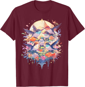 Beautiful Hummingbirds Bird Watching Earth Day Nature Lovers T-Shirt - T-Shirt | Maroon