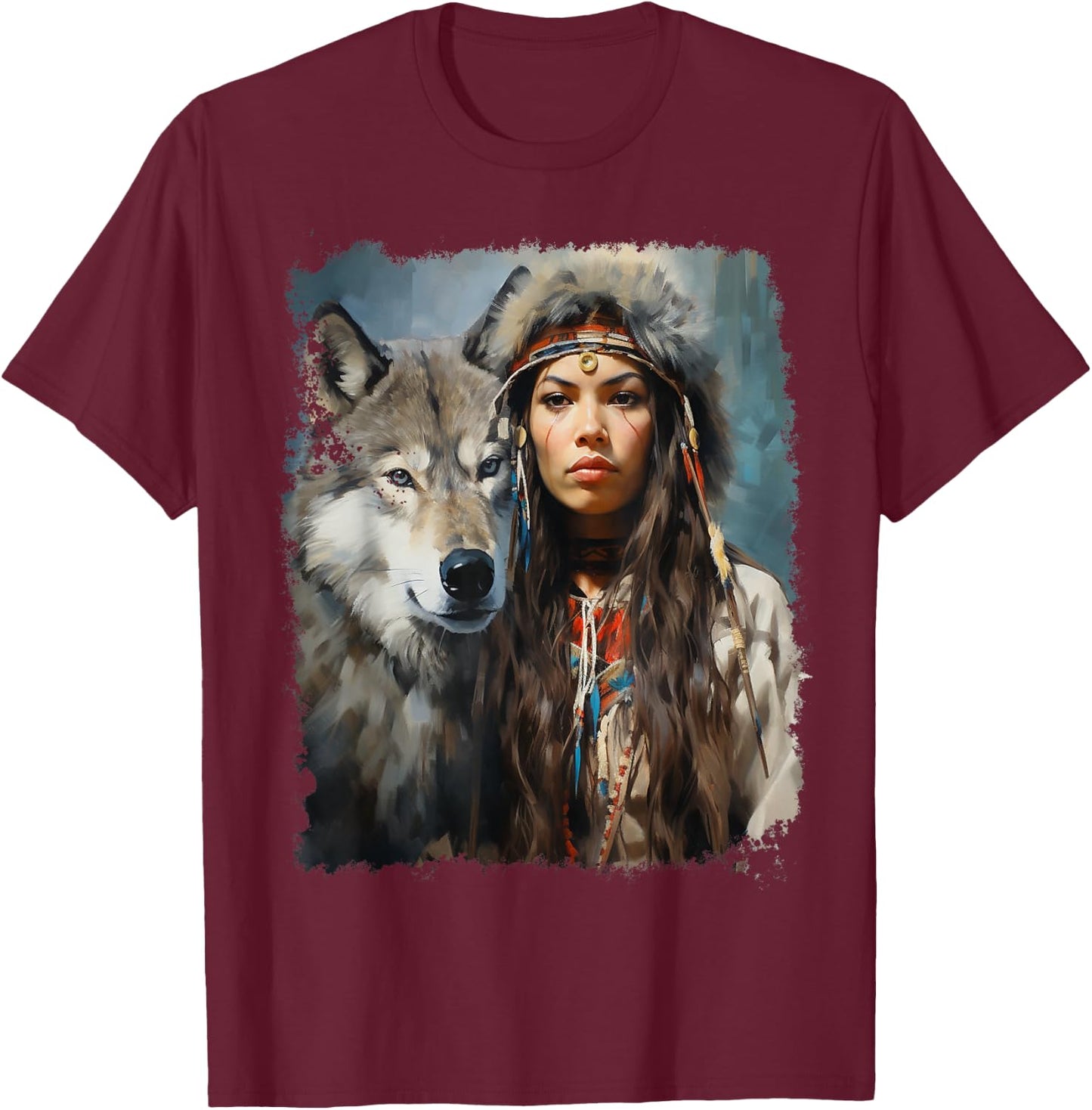 Woman Wolf T-Shirt - T-Shirt | Maroon