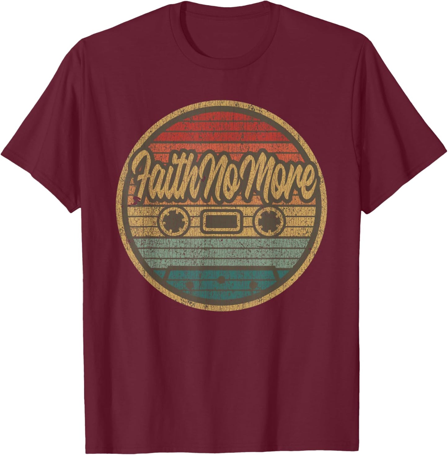 Vintage Faith No More Cassette Retro Circle Musician T-Shirt - T-Shirt | Maroon