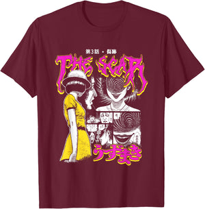 Uzumaki Colorful Scar Graphic Small T-Shirt - T-Shirt | Maroon