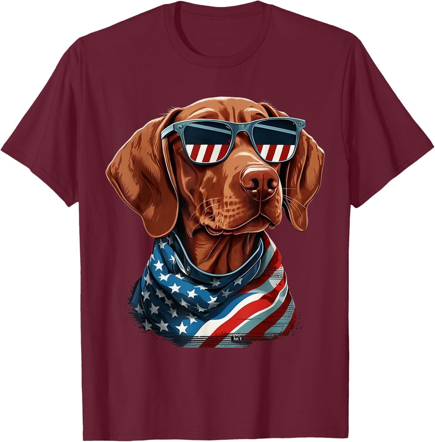 USA 4th Of July Vizsla on Patriotic American Vizsla Kids Men T-Shirt - T-Shirt | Maroon