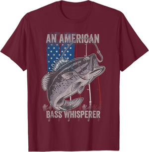 Patriotic anglers American Bass Pro whisperer fisherman T-Shirt - T-Shirt | Maroon