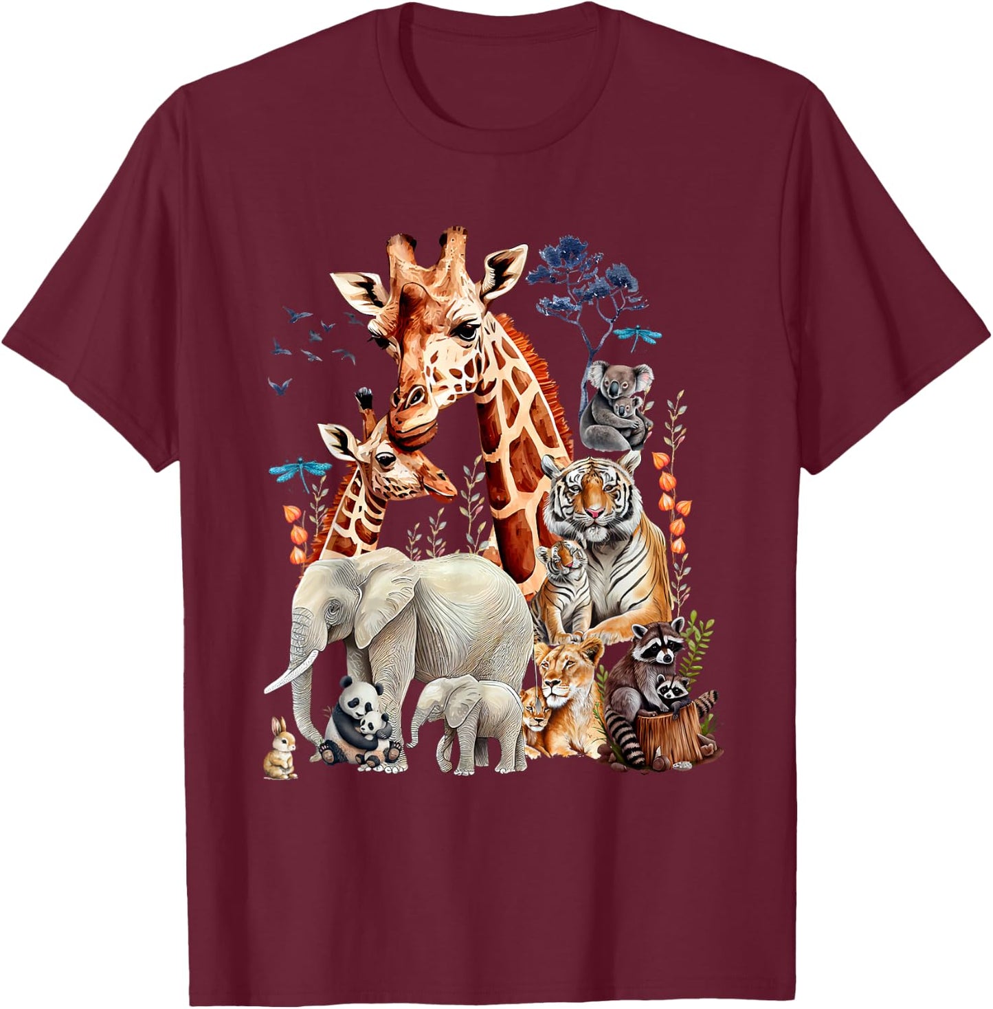 Zoo Animals Wildlife Birthday Party Animal Safari Jungle T-Shirt - T-Shirt | Maroon