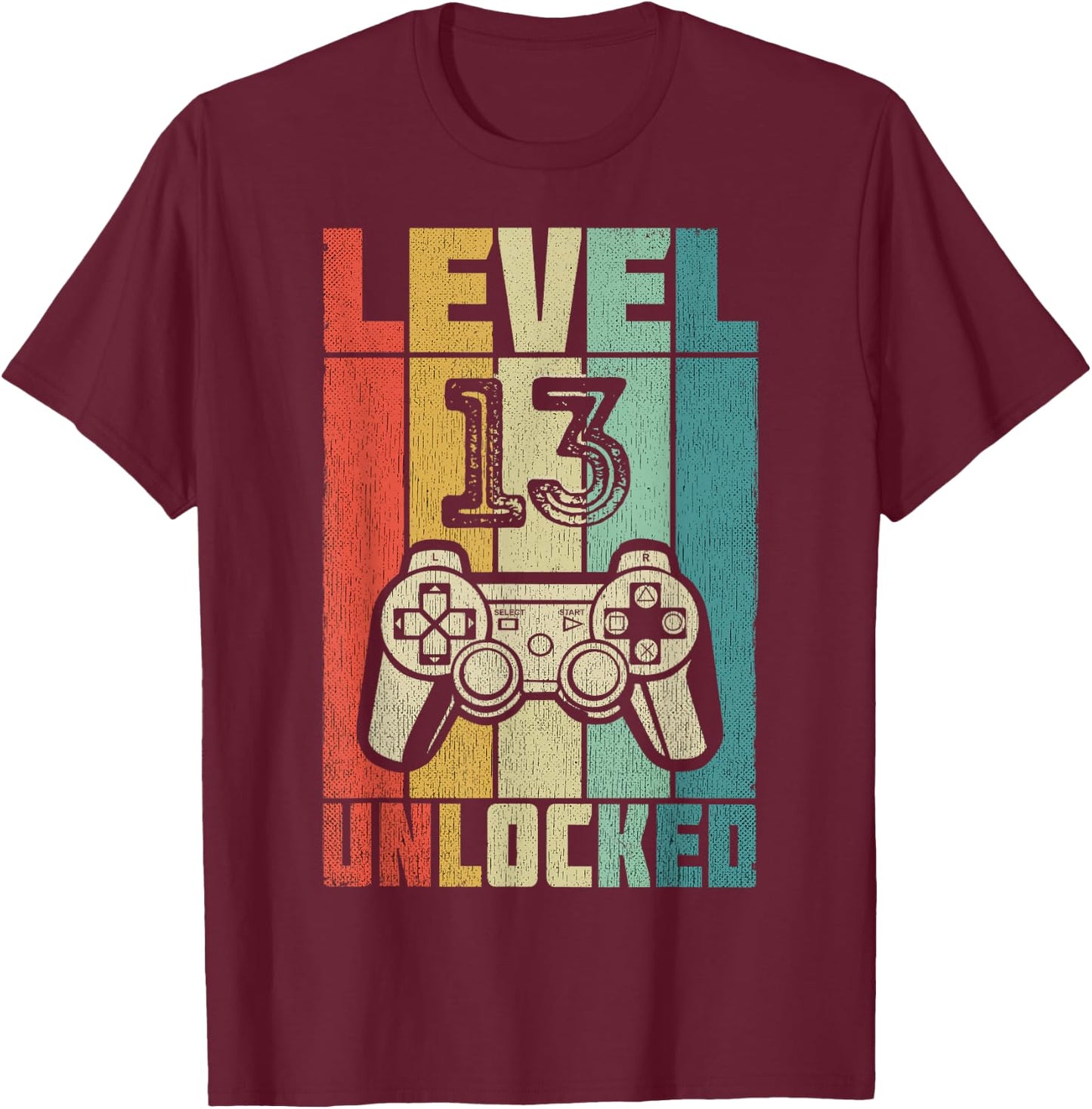 Level 13 Unlocked 13th Birthday Gift T-Shirt - T-Shirt | Maroon