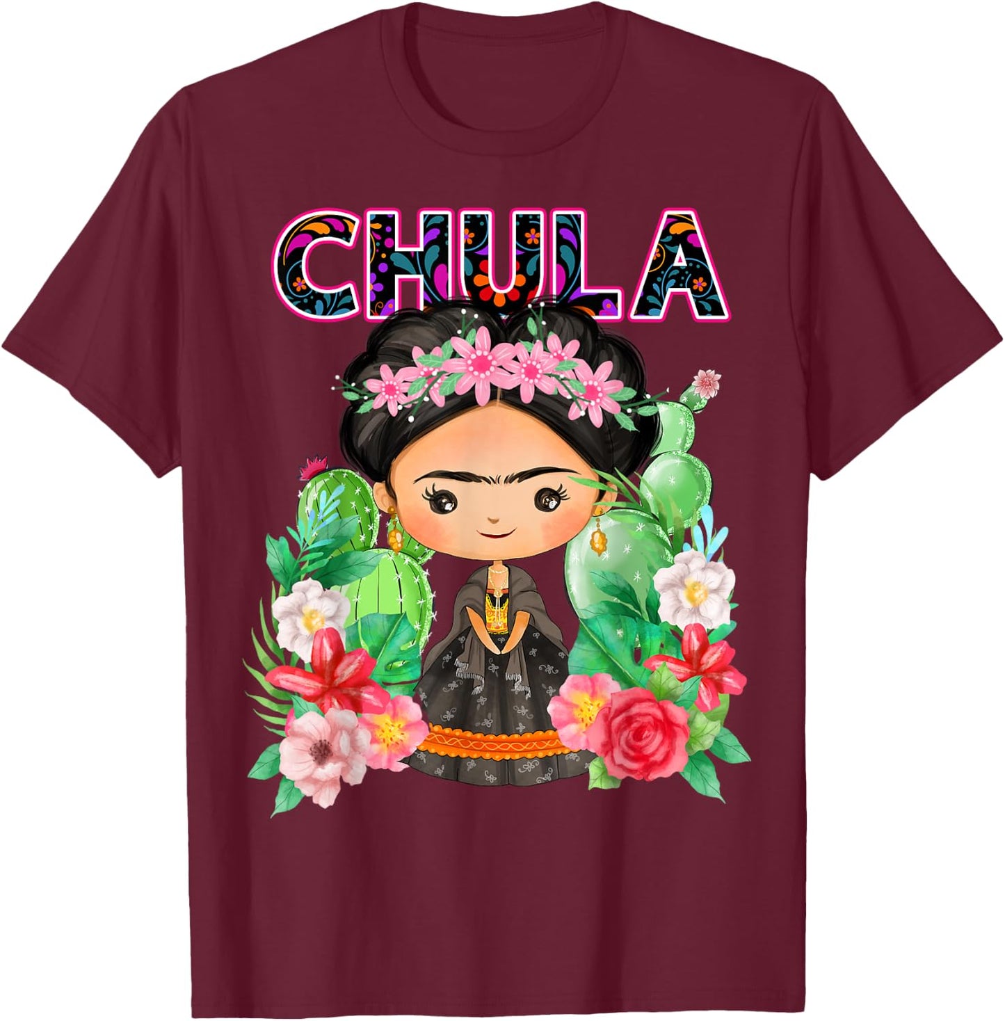 Mexican Lele Doll Honor Native Mexican Women Handmade Doll T-Shirt - T-Shirt | Maroon