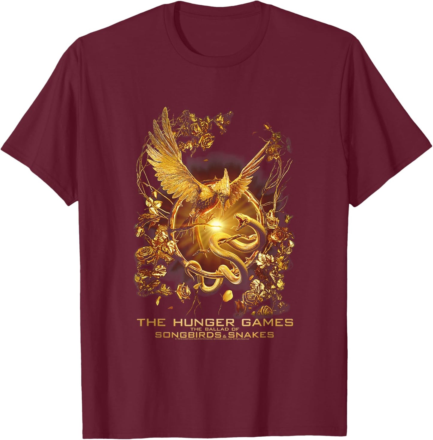 Hunger Games The Ballad of Songbirds and Snakes Movie Poster T-Shirt - T-Shirt | Maroon