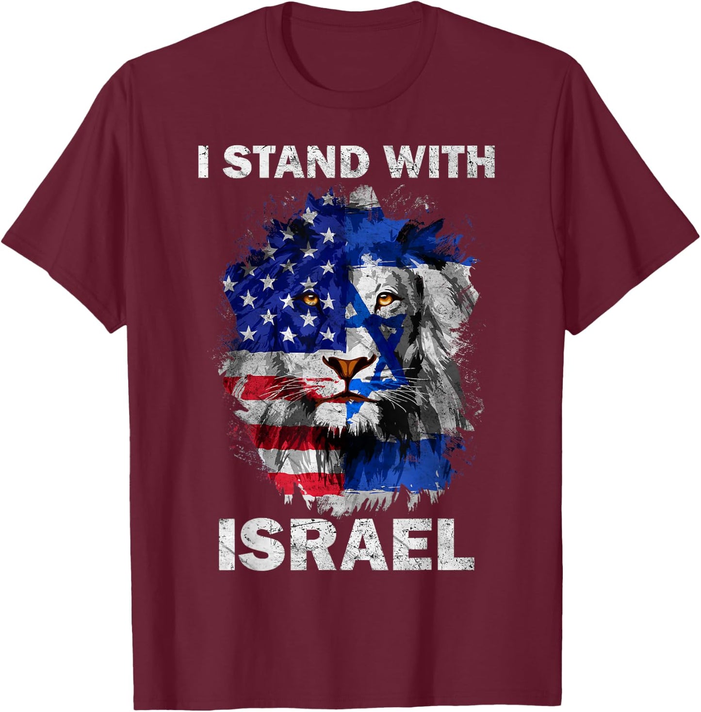 I Stand With Israel Vintage USA Israel Flag T-Shirt - T-Shirt | Maroon