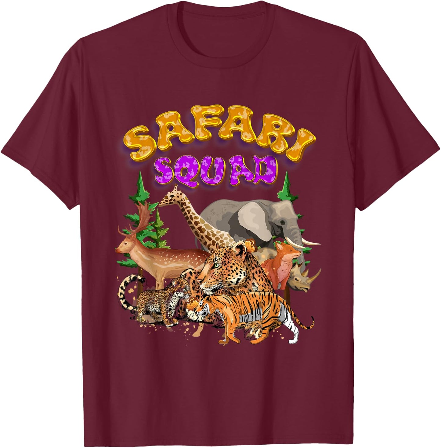 Safari Squad Animals Zoo Lovers Wildlife Jungle Zoologist T-Shirt - T-Shirt | Maroon