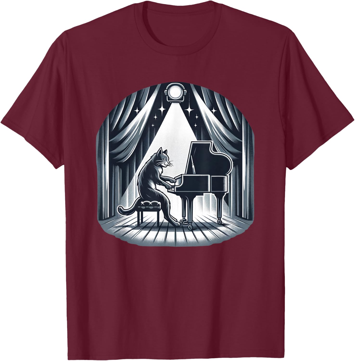 Classical Piano Concert / Funny & Cute Cat Playing Piano Men Women Girls Kids T-Shirt - T-Shirt | Maroon
