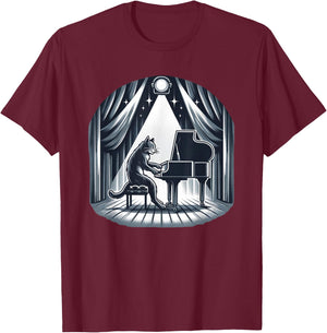 Classical Piano Concert / Funny & Cute Cat Playing Piano Men Women Girls Kids T-Shirt - T-Shirt | Maroon