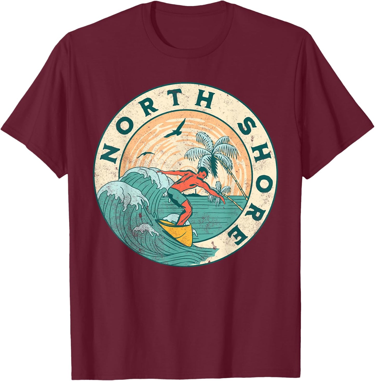 North Shore Hawaii T-Shirt - T-Shirt | Maroon