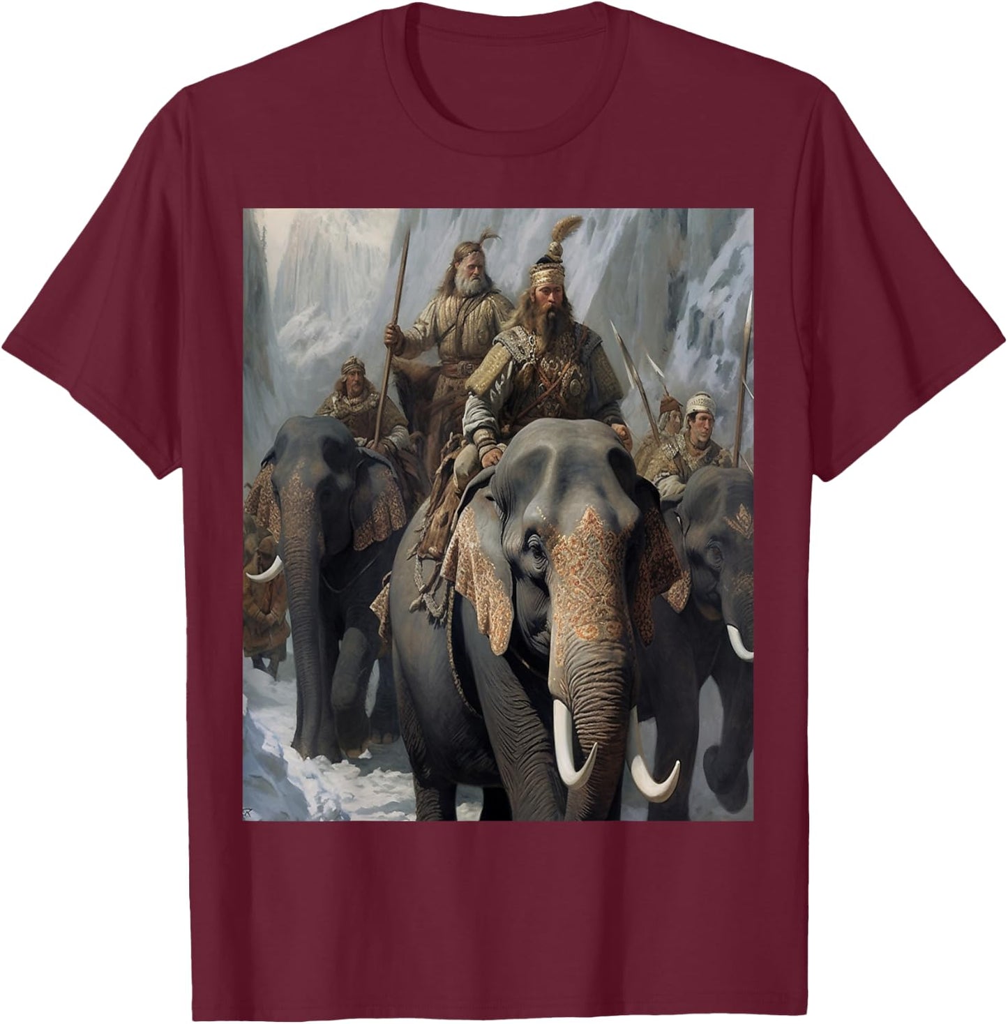 No. 2, History, General Hannibal and his Elephants T-Shirt - T-Shirt | Maroon
