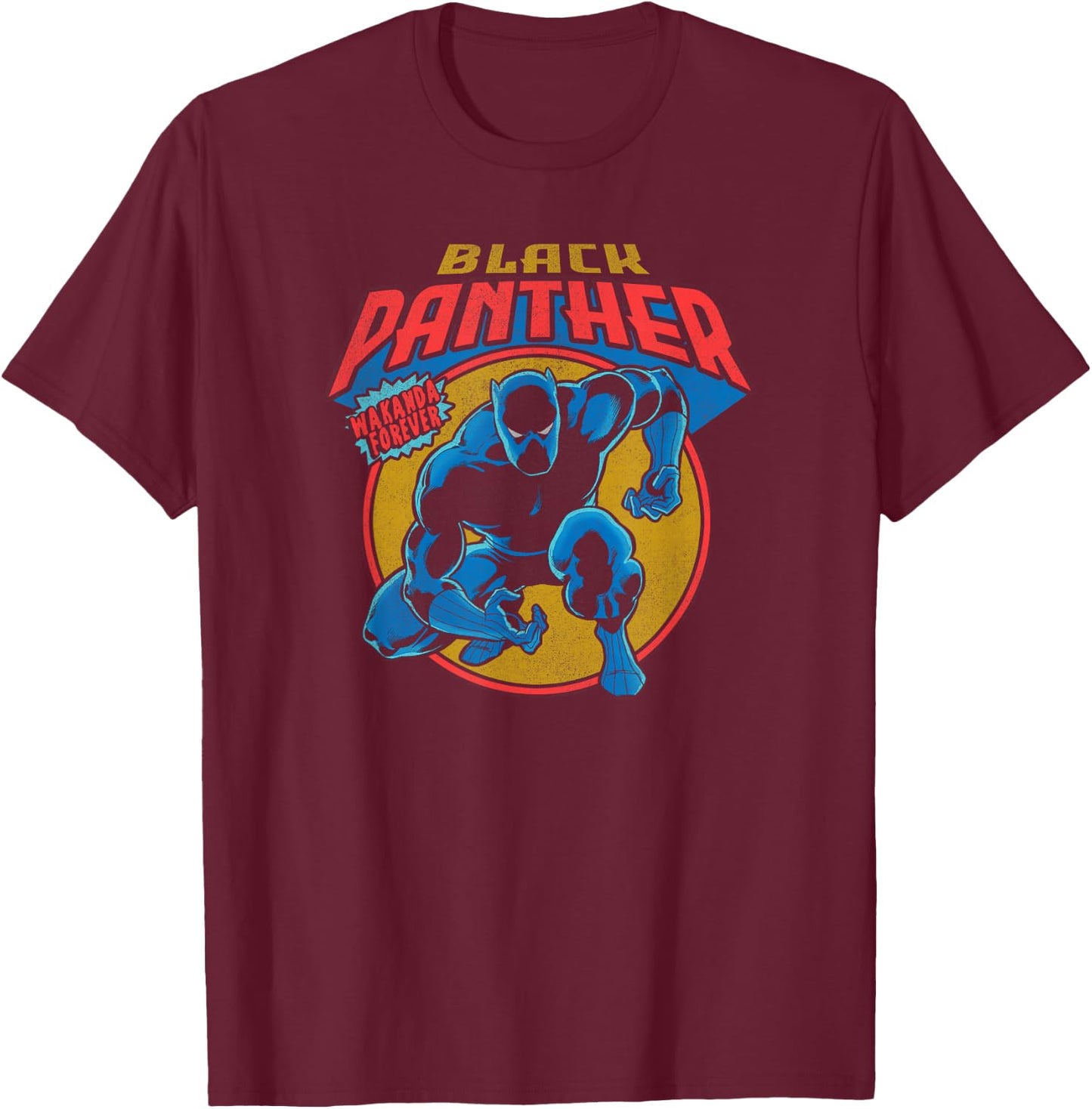 Marvel Avengers Vintage Black Panther Comic Wakanda Forever T-Shirt - T-Shirt | Maroon
