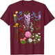 Vintage Flower Botanical Illustration Chart Plant T-Shirt - T-Shirt | Maroon
