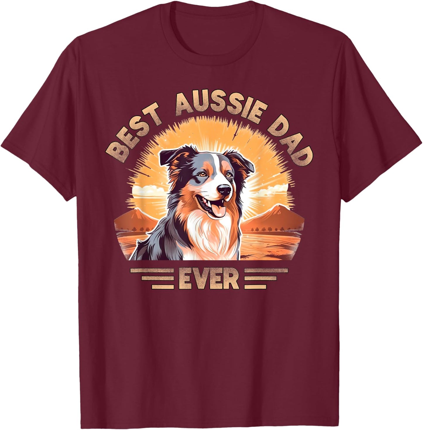 Aussie DAD Australian Shepherd T-Shirt - T-Shirt | Maroon