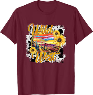 Wild West Sunflower, Desert Vibes Cactus T-Shirt - T-Shirt | Maroon