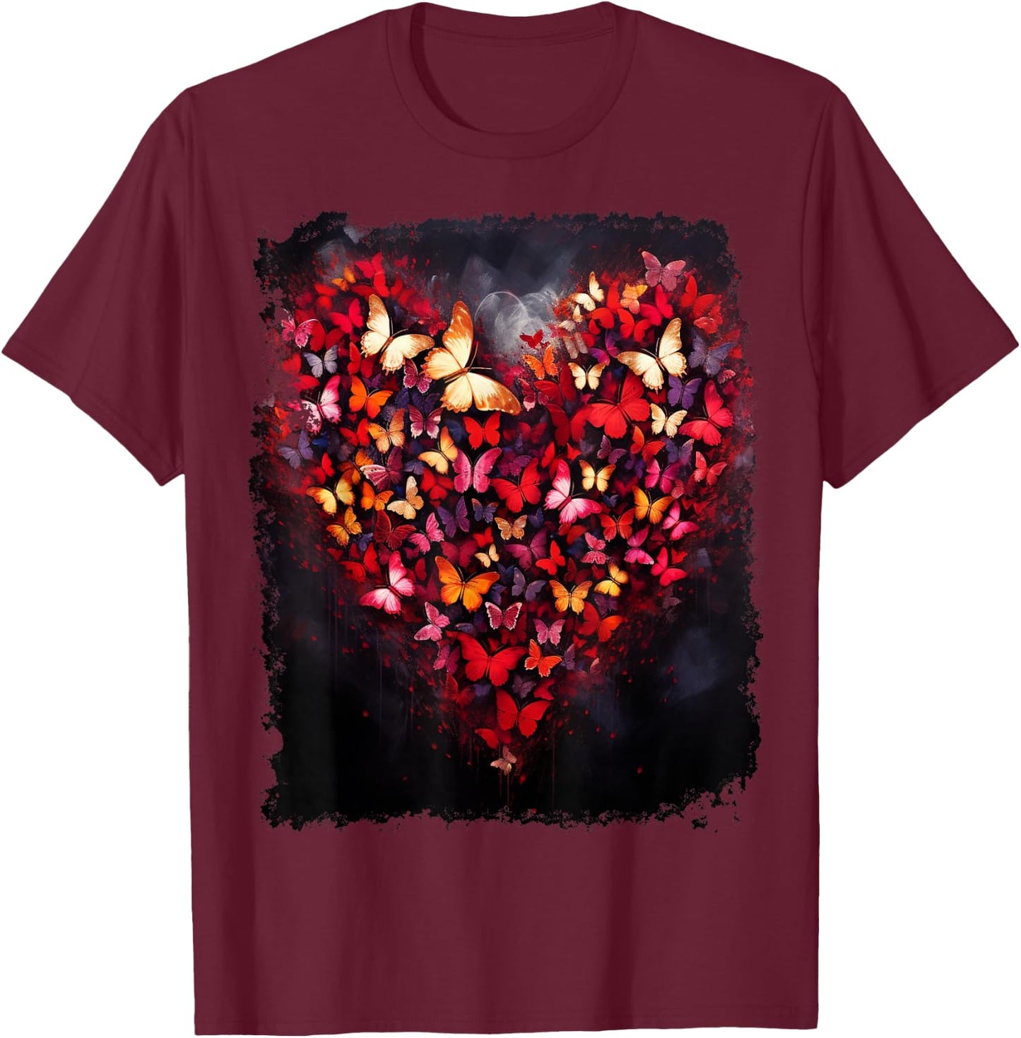Butterfly Valentines Day T-Shirt - T-Shirt | Maroon