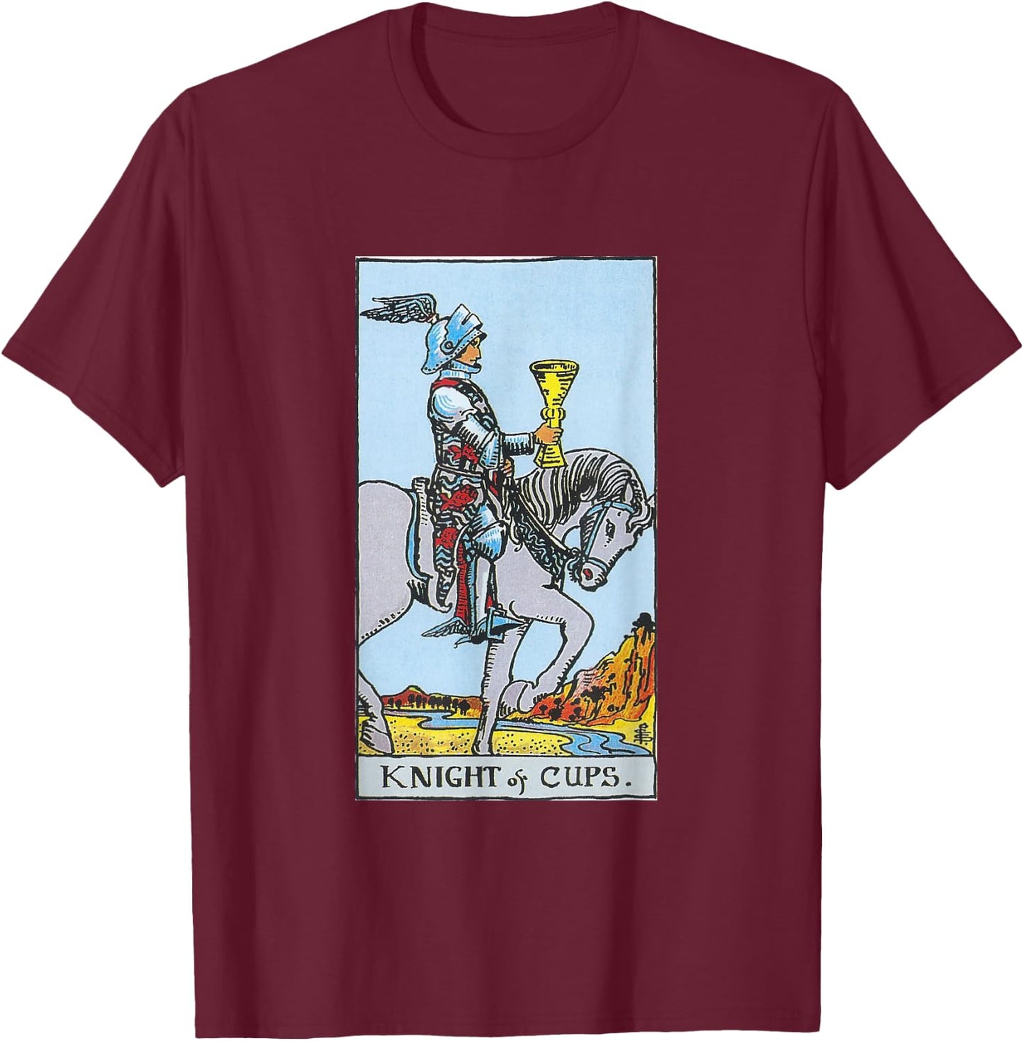 Knight of Cups Shirt King of Cups Tarot Card T-Shirt - T-Shirt | Maroon