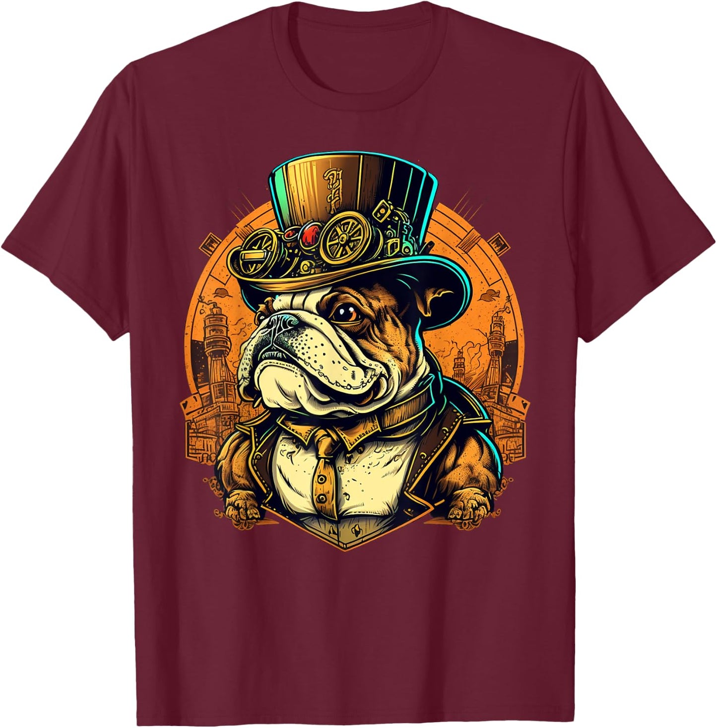 Steampunk Bulldog Women Kids T-Shirt - T-Shirt | Maroon