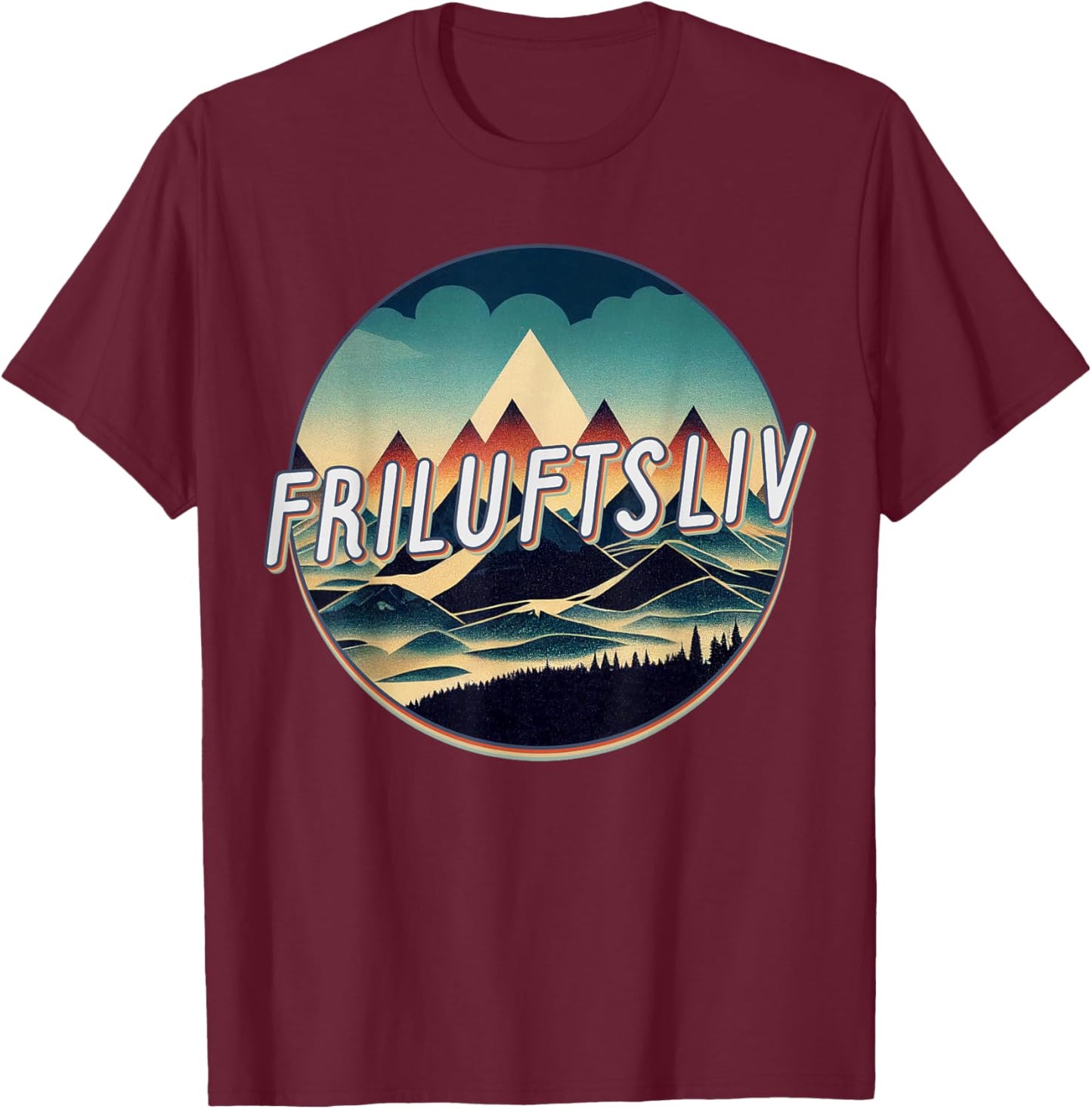 Retro Vintage Friluftsliv Love Outdoors Norwegian T-Shirt - T-Shirt | Maroon