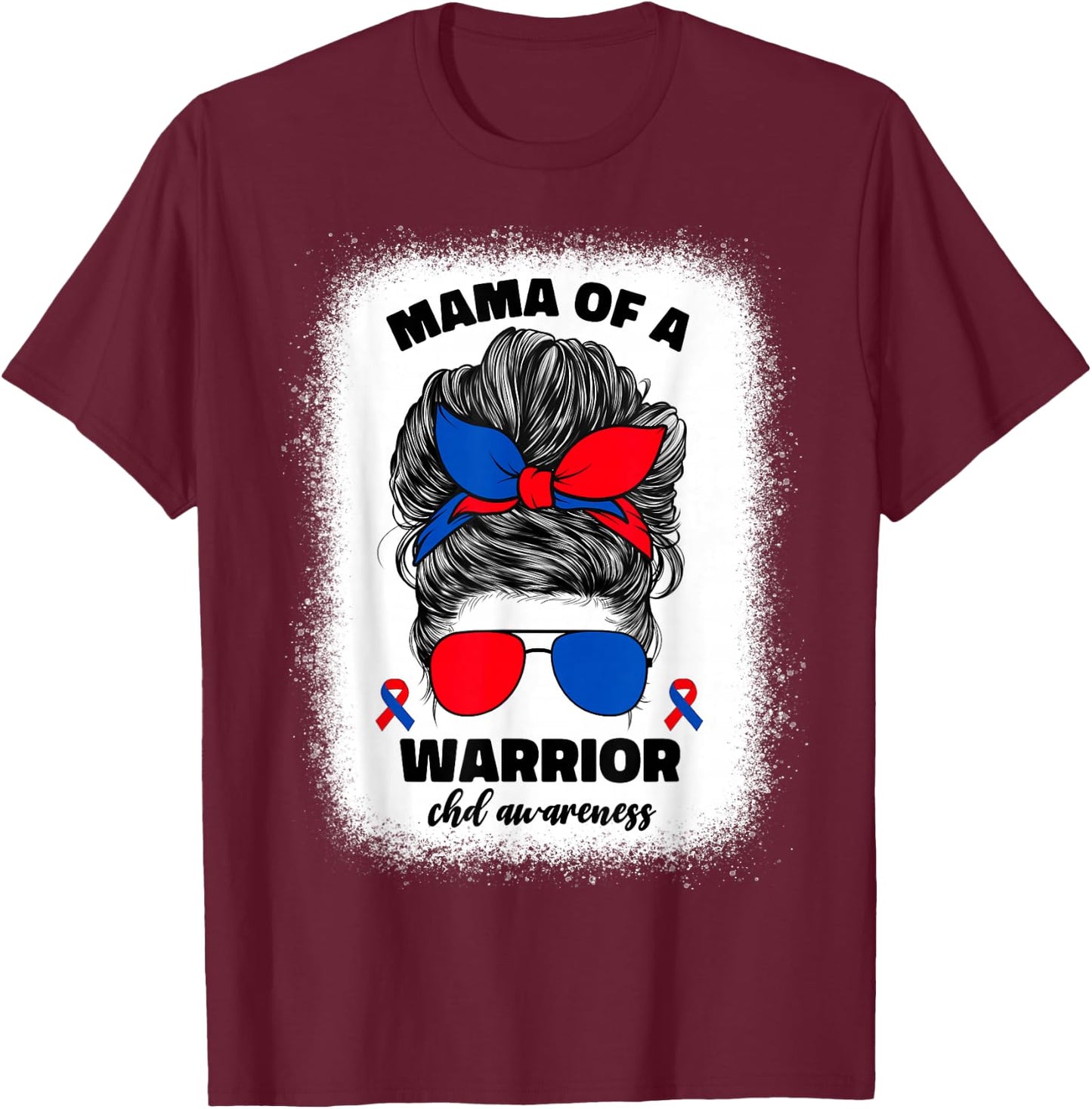 Mama of a Warrior CHD Congenital Heart Defect Awareness CHD T-Shirt - T-Shirt | Maroon