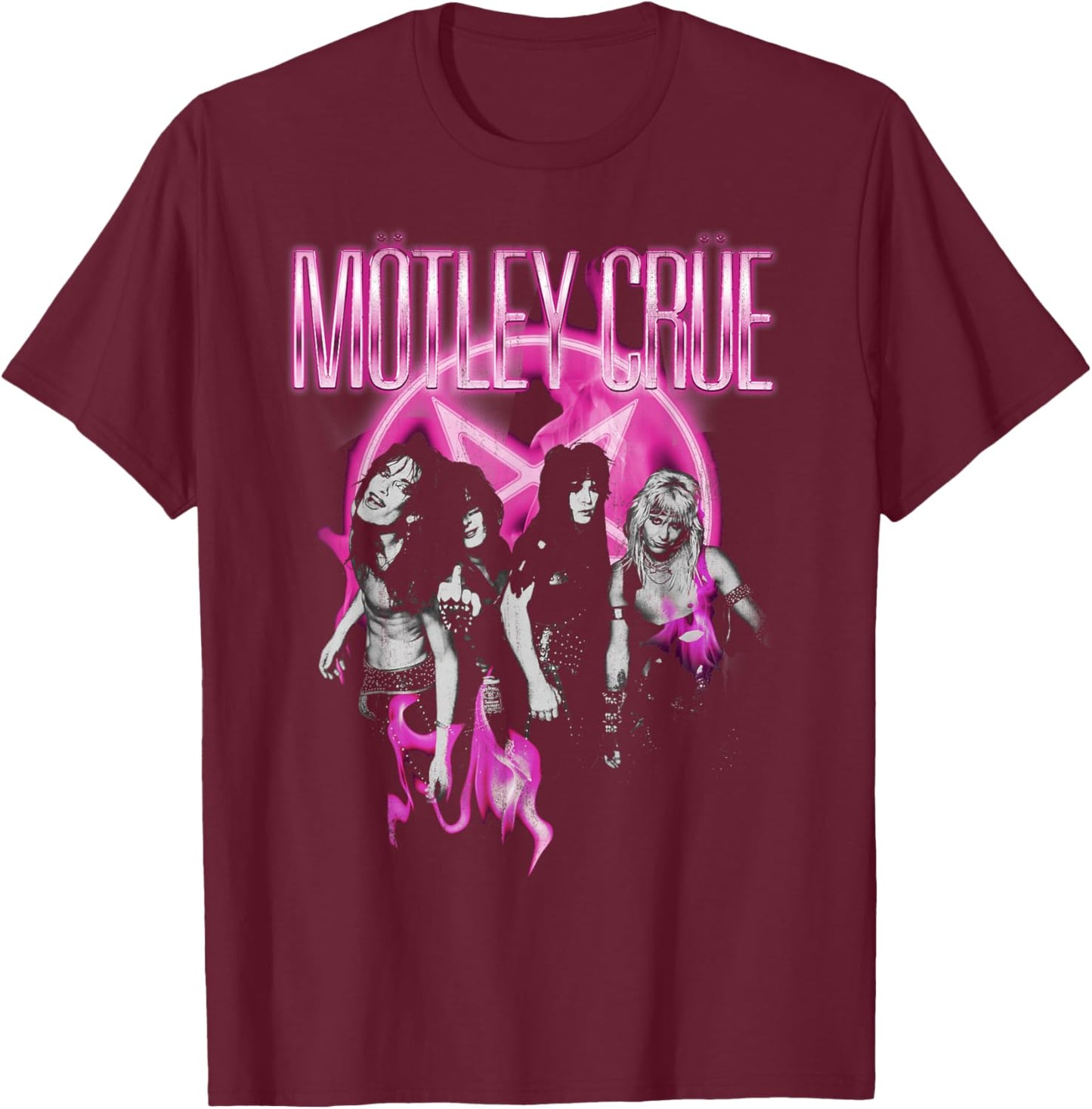Mötley Crüe – Shout Neon Pink T-Shirt - T-Shirt | Maroon