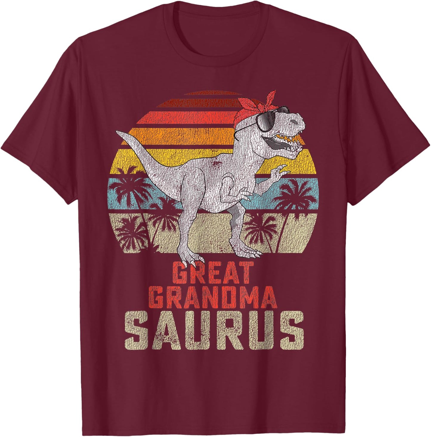 Grandmasaurus T Rex Dinosaur Great Grandma Saurus Family T-Shirt - T-Shirt | Maroon