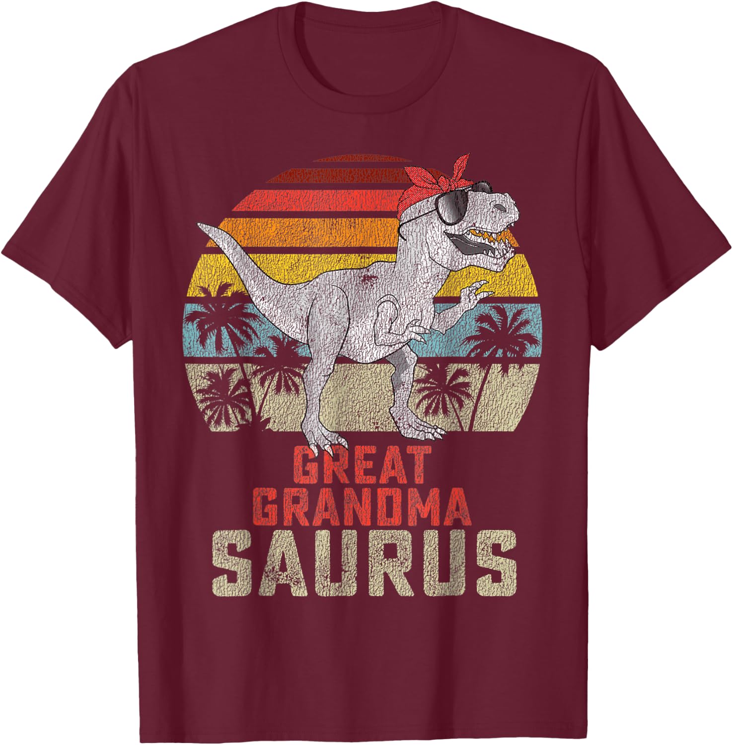 Grandmasaurus T Rex Dinosaur Great Grandma Saurus Family T-Shirt - T-Shirt | Maroon