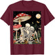 Boho Mushroom Retro Skeleton Couple Vintage Kiss Witchy Moth T-Shirt - T-Shirt | Maroon