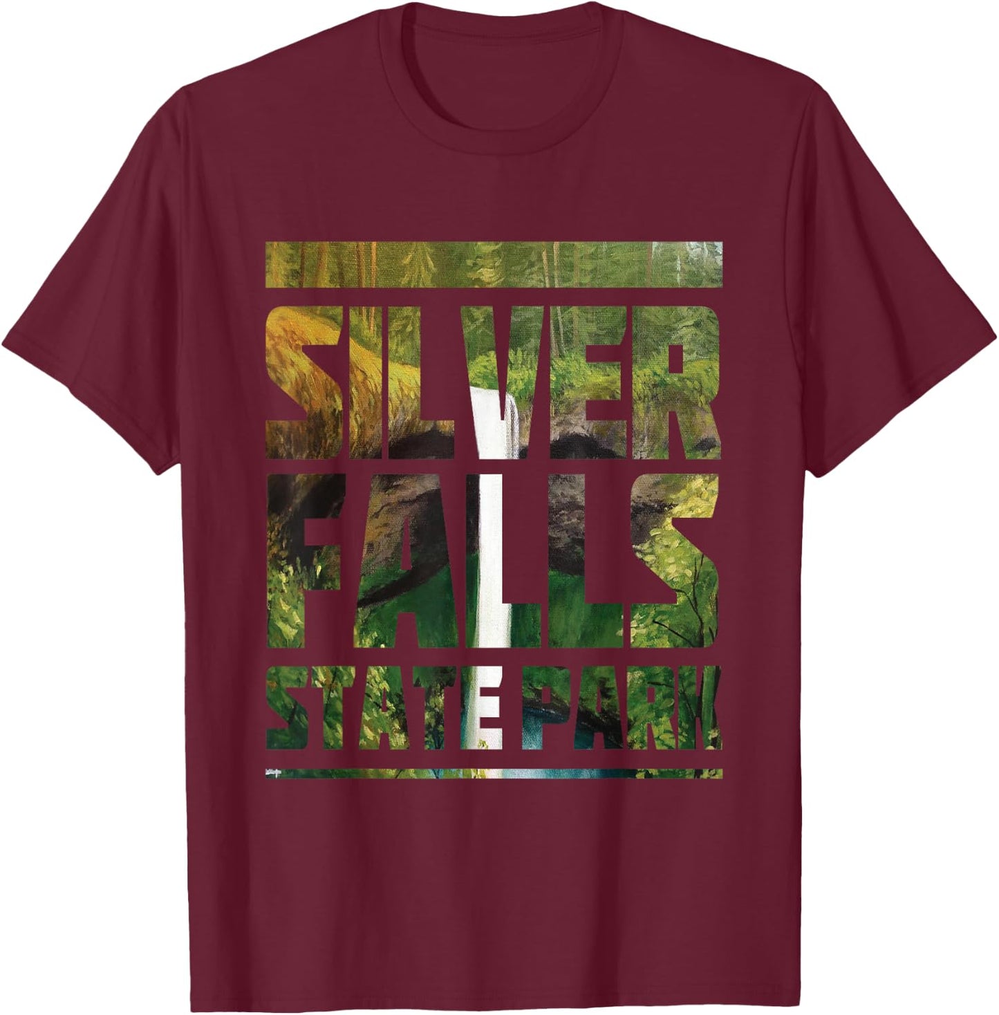 Silver Falls State Park Waterfall Souvenir Camping Hiking T-Shirt - T-Shirt | Maroon
