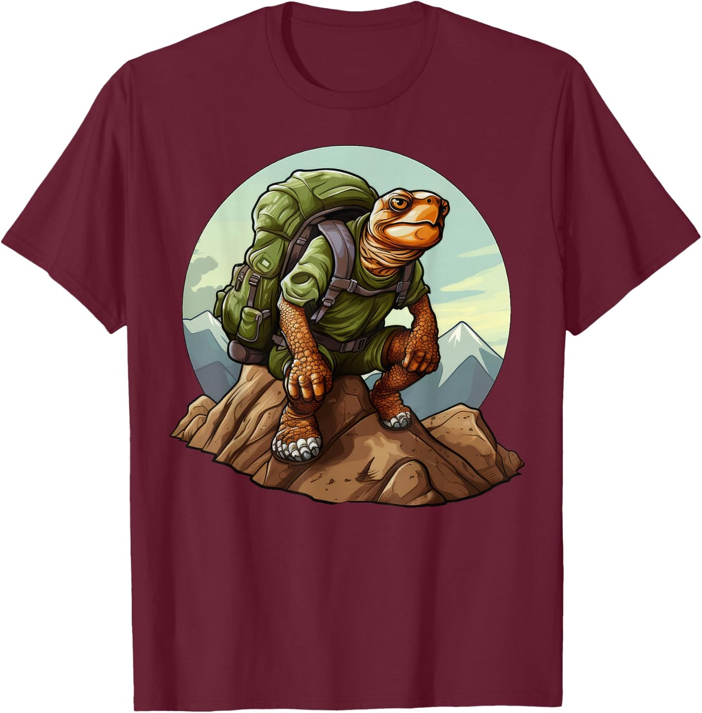 Tortoise Mountaineering / Hiking Turtles T-Shirt - T-Shirt | Maroon