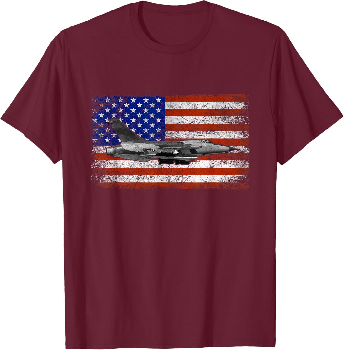 F-105 Thunderchief Airplane Vintage Flag T-Shirt - T-Shirt | Maroon
