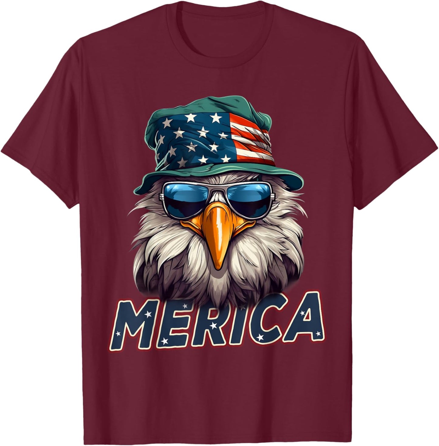 USA American Flag Patriotic Eagle 4th of July T-Shirt - T-Shirt | Maroon