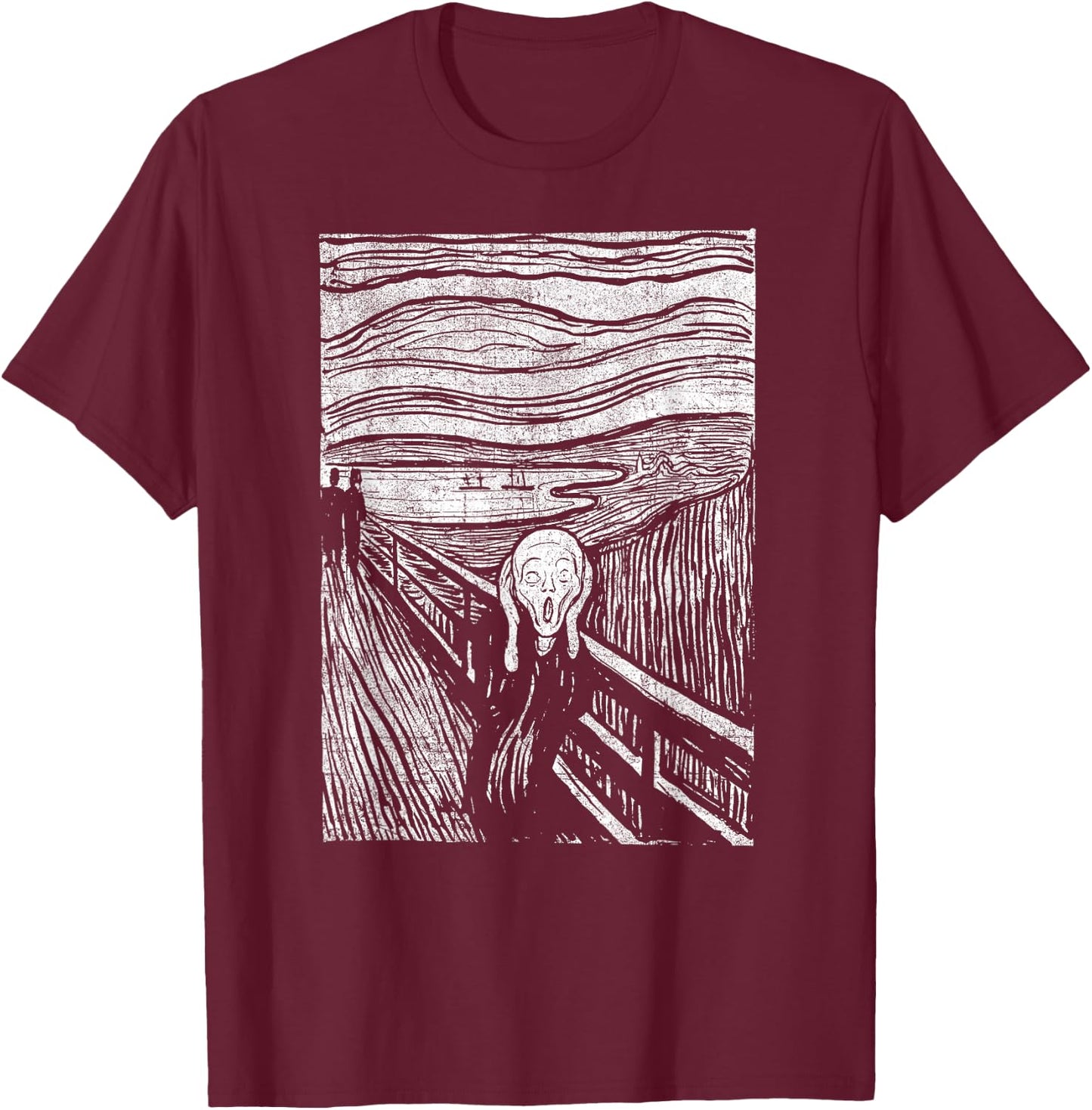 The Scream Famous Art by Munch Artist Painting Vintage T-Shirt - T-Shirt | Maroon