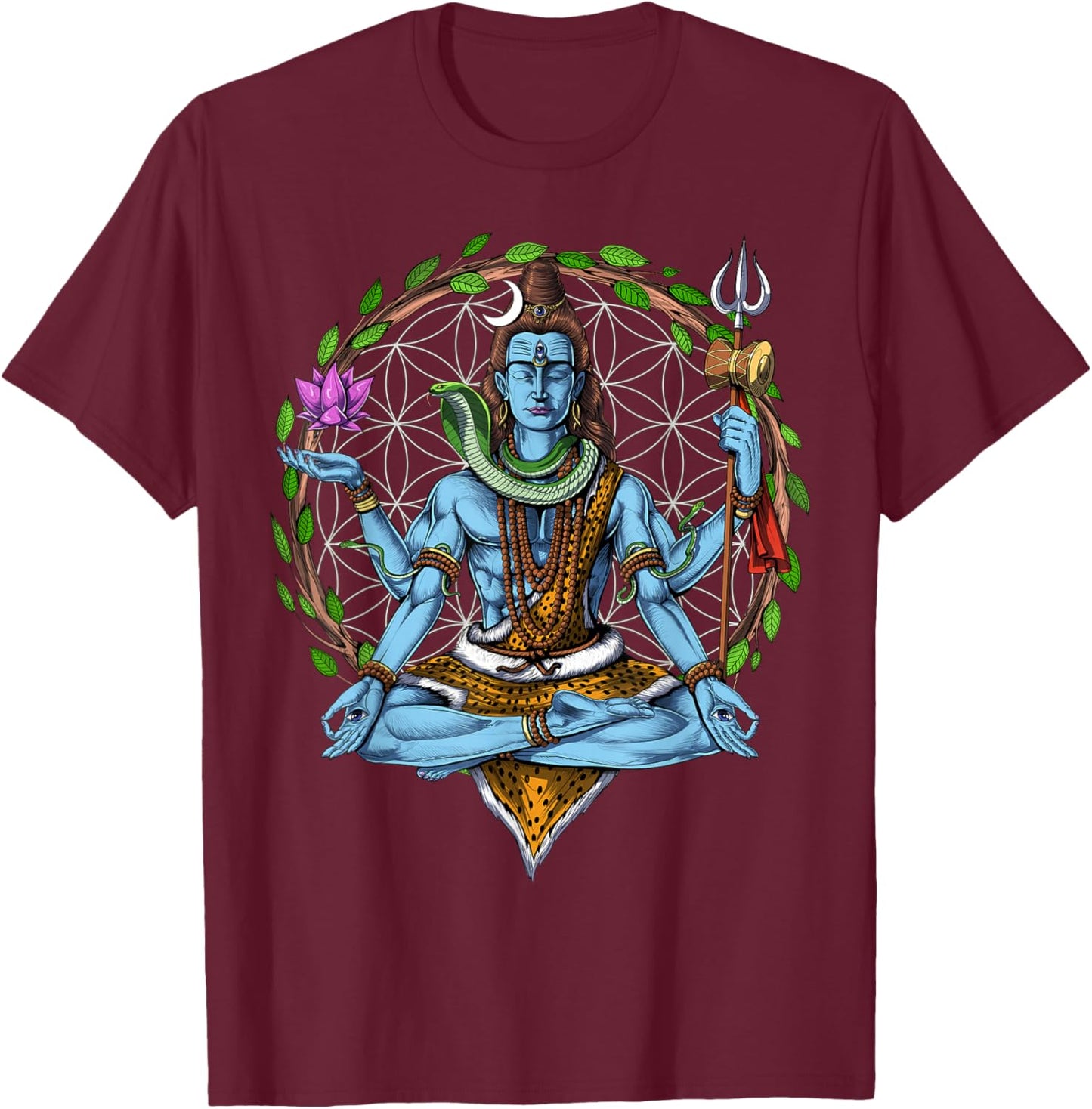 Shiva Hindu God Meditation Zen Yoga Hinduism Spiritual T-Shirt - T-Shirt | Maroon