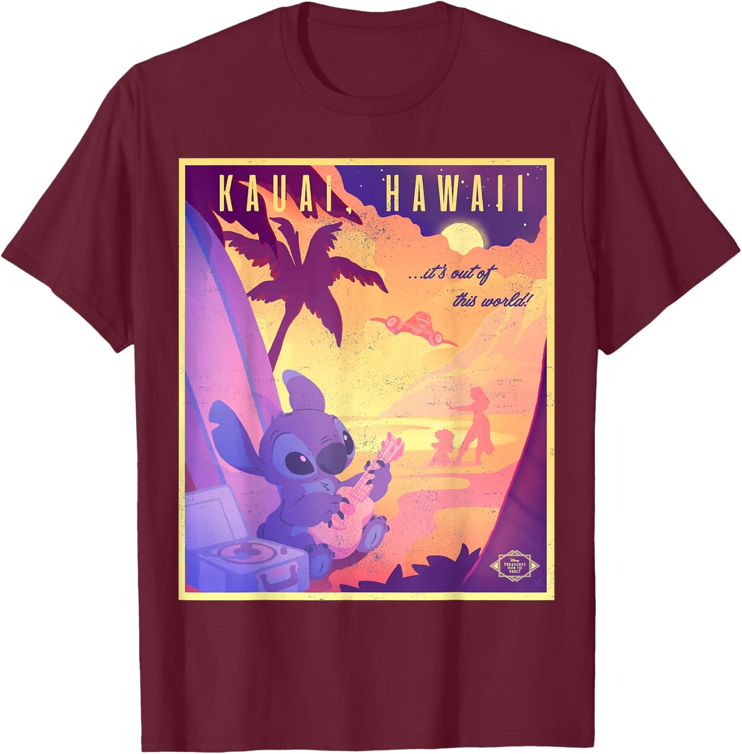 Disney Lilo & Stitch Kauai Hawaii It's Out of This World T-Shirt - T-Shirt | Maroon