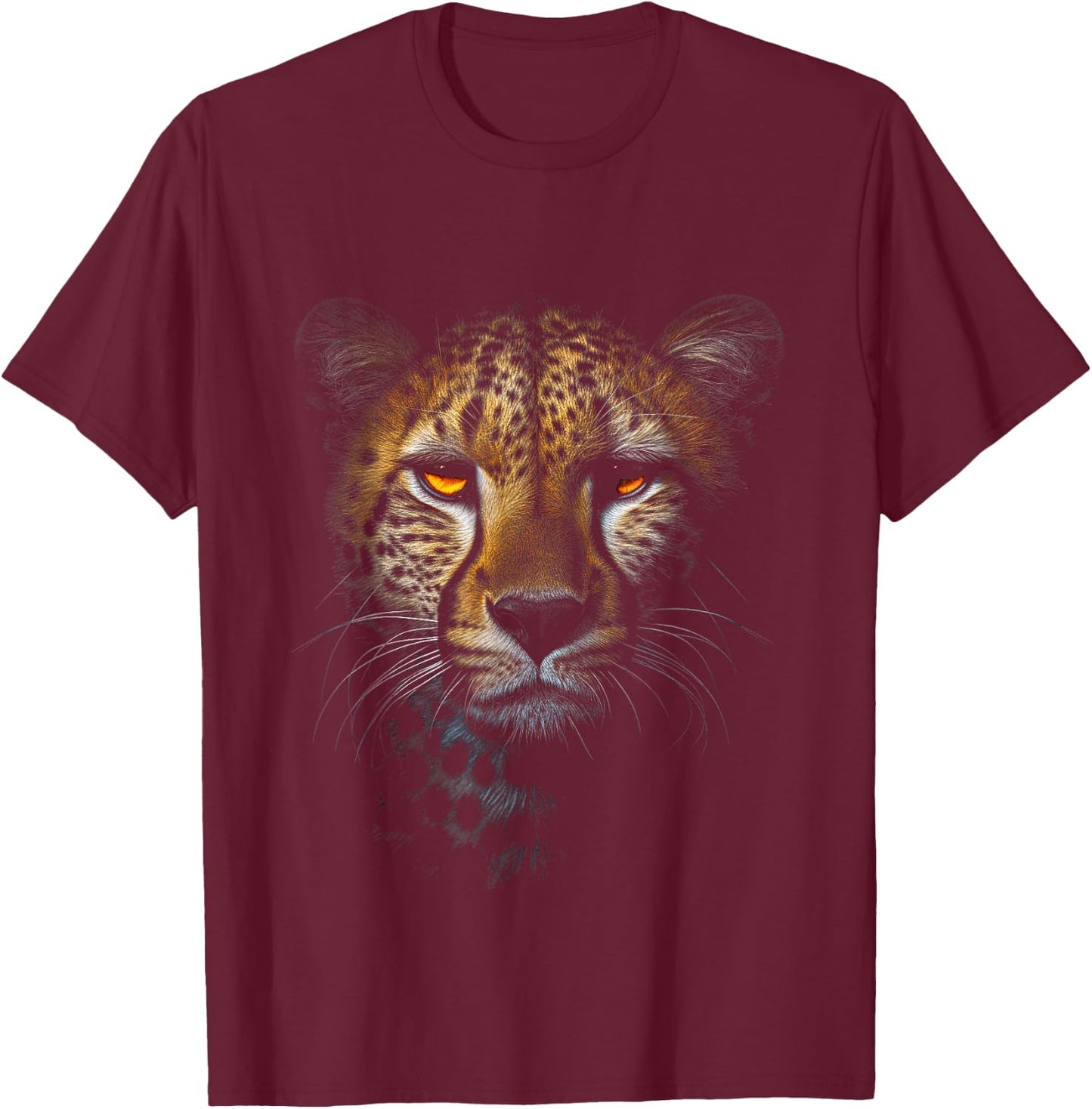 Leopard Cheetah Tiger Leopard Face Lion Cat T-Shirt - T-Shirt | Maroon
