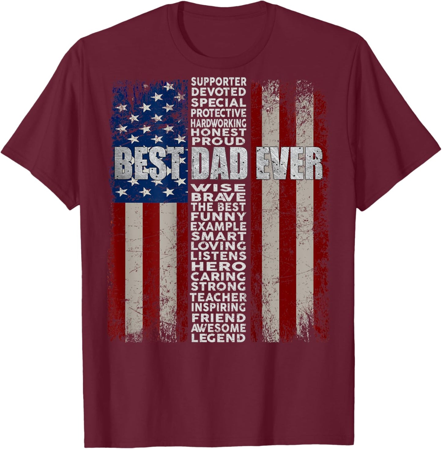 Dad American Flag Father's Day 4th of July Gift Father Daddy T-Shirt - T-Shirt | Maroon